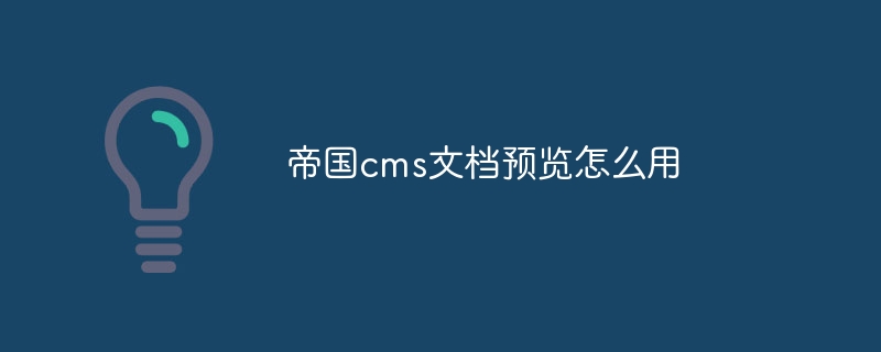 帝国CMS文档预览功能使用教程：轻松查看和编辑网站内容